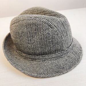 London Fog Fedora Hat Men's Medium 7 - 7 1/8 Black Gray Made USA Classic